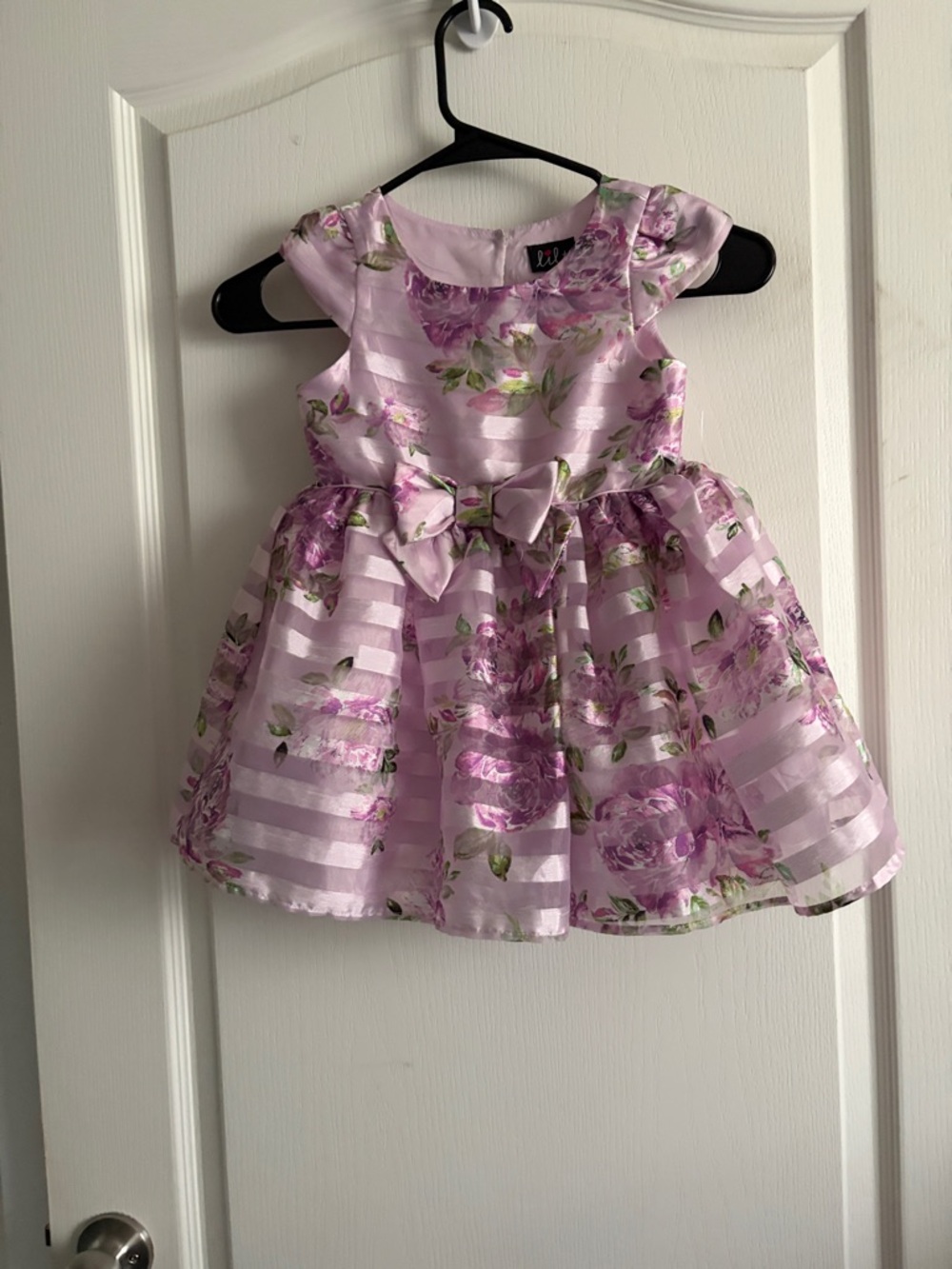 TILT Lilac Floral Bow Party Dress for Girls